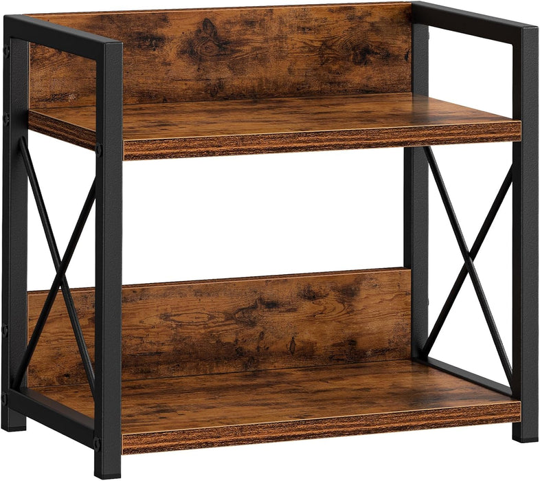 Countertop Shelf Organizer, 2 Tier Kitchen Spice Rack for Countertop, Wood Coffee Counter Shelf Organizer for Home (Brow