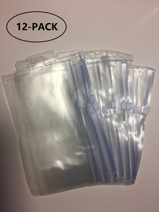12-Pack Clear Zipper Pencil and Storage Pouches