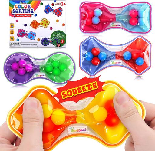 Sensory Fidget Toys for Kids: 4 Pack Color Sorting Squeeze Toys