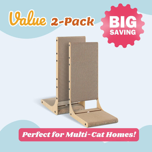 2-Pack L-Shaped Cat Scratching Board, Cardboard, 25.6" Tall (L)