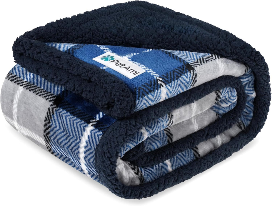Waterproof Dog Blanket for Small Puppy Cat, 29x40, Plaid Light Grey