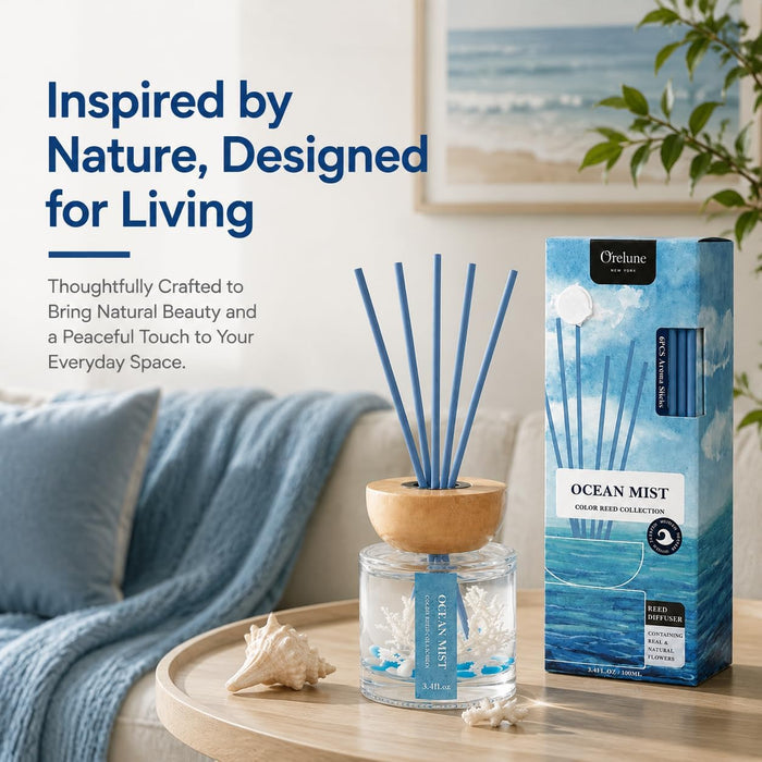 Ocean Mist Diffuser with Sticks, 3.4 fl oz Home Fragrance Long-Lasting