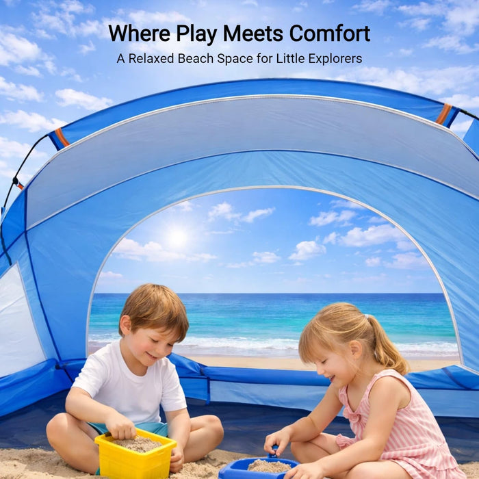 Beach Tent, Portable Sun Shelter for 2/3/4/6-8 Person with UPF 50+ UV Protection, Easy Setup Waterproof Beach Shade Cano