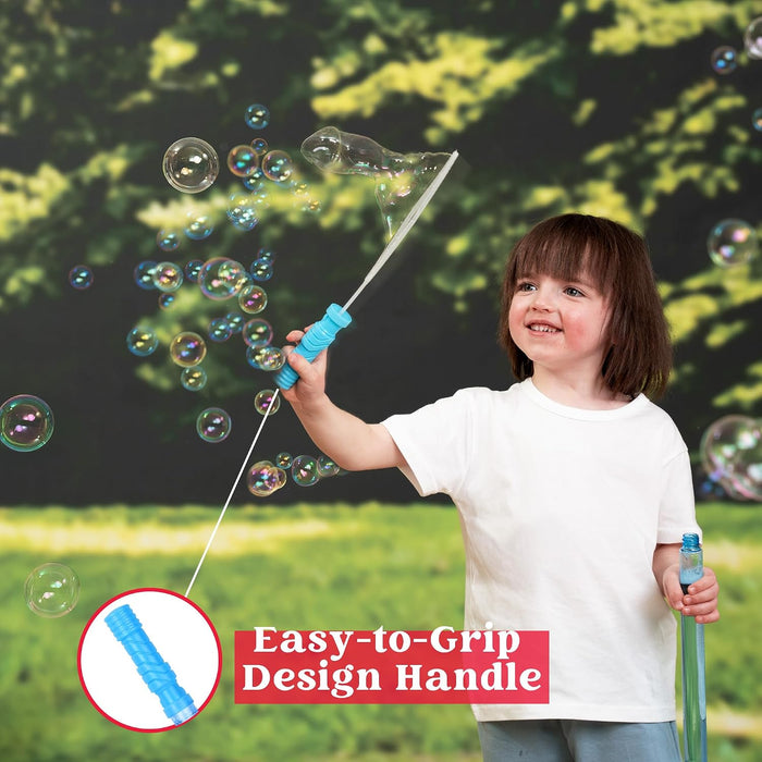 14.6’’ Big Bubble Wands for Kids, 6 PCS Bubble Wand with Refill Solution for Summer Toy Party Favor, Outdoors Toy Activi