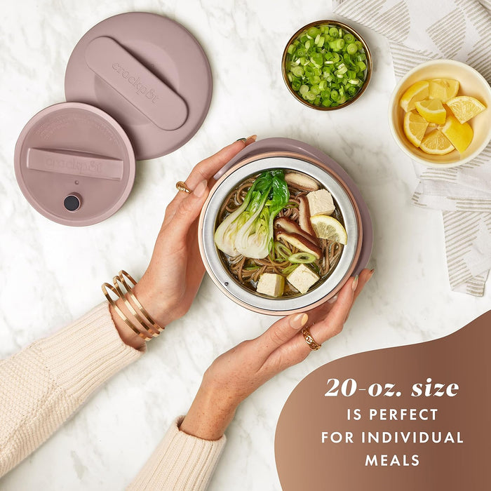 Electric Lunch Box, Portable Food Warmer for Travel, Car, On-the-Go, 20-Ounce, Blush Pink | Keeps Food Warm & Spill-Free