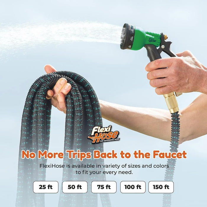 with 8 Function Nozzle, 50FT - Lightweight Expandable Garden Hose, No-Kink Flexibility, 3/4 Inch Solid Brass Fittings an