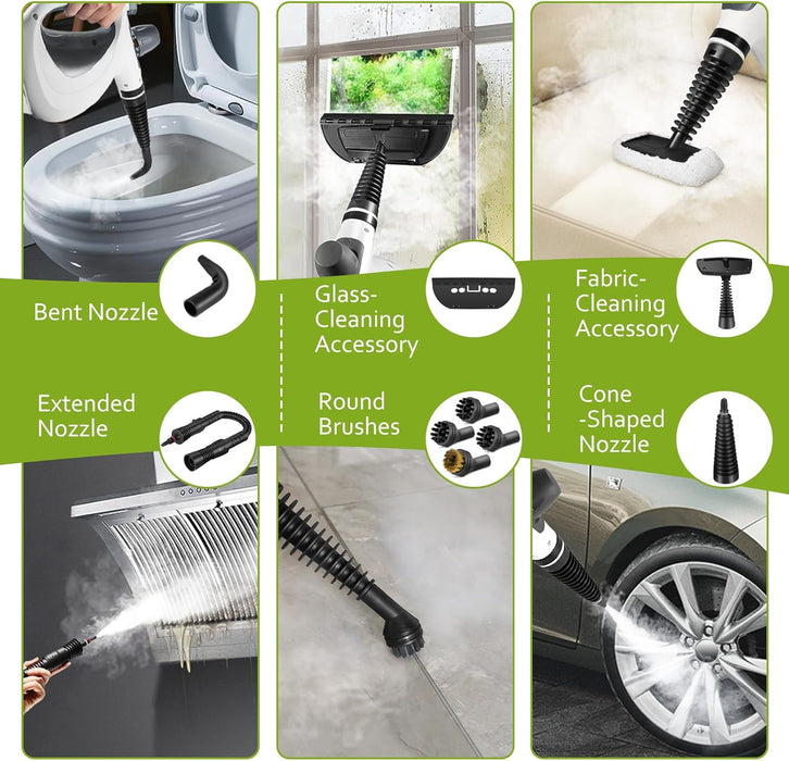 Pressurized Handheld Multi-Surface Natural Steam Cleaner with 12 pcs Accessories, Multi-Purpose Steamer for Home Use, St