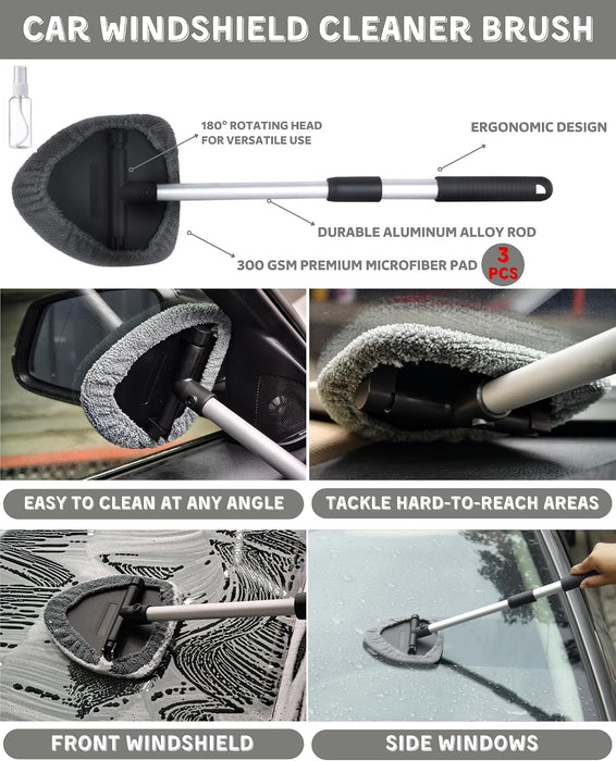 18Pcs Professional Car Interior Detailing Kit All-in-One Cleaning Tools for Windows, Dashboard, Vents, Windshield Cleane