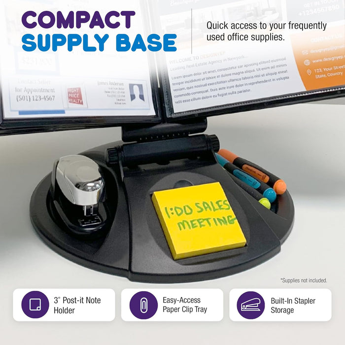 AdjustaView Supply Base Desk Reference Display Organizer BK