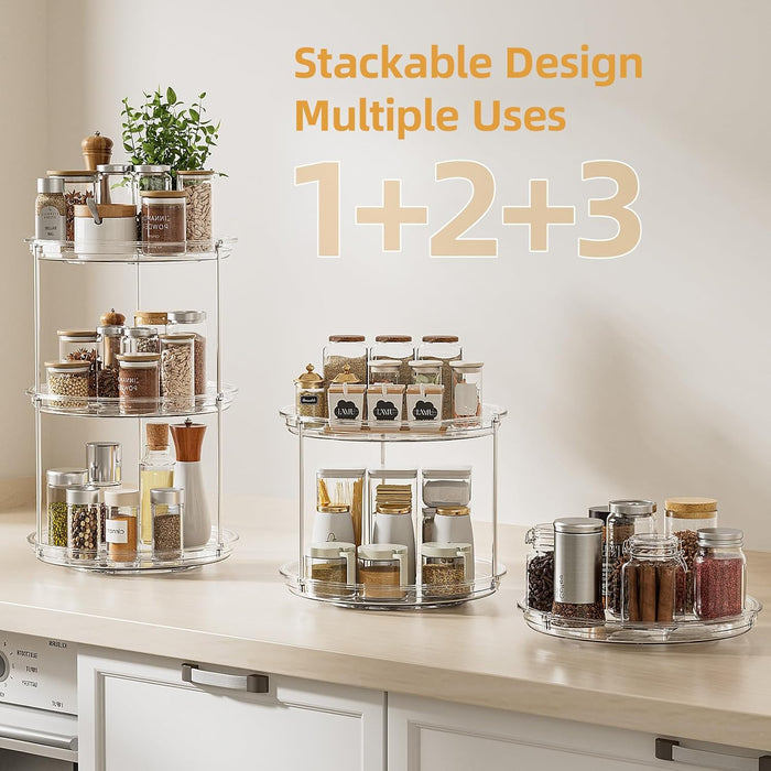 Rotating Makeup Organizer 2 Tier, Clear 360 Spinning Perfume Stand