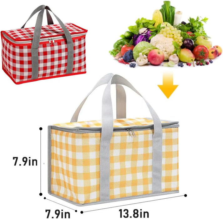 Insulated Picnic Cooler Bag - Zippered Top, Keeps Hot or Cold - Perfect for Picnics, Beach, Food Delivery & Outdoor (13.