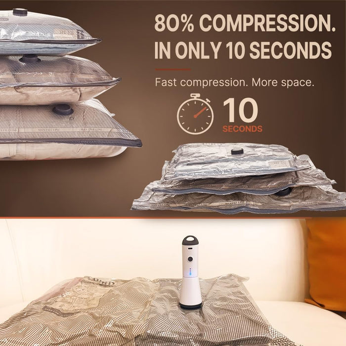 Travel Vacuum Bags with Rechargeable Pump, Carry-On Space Saver