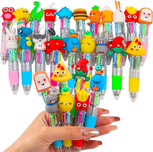 24Pcs Mini Multicolor Pens in One 4-in-1 Cute Pens Bulk for Kids, Fun Kawaii Ballpoint Pens for Birthdays and Children's