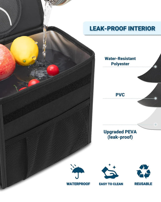 Car Trash Can with Lid, Leakproof Car Garbage Can Car Trash Bag