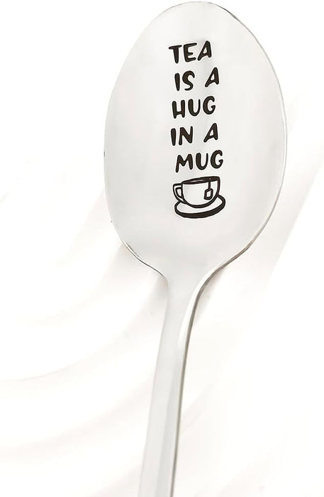 Tea Birthday Gift for Tea Lover Gifts Spoons for Women Men Tea is a Hug in a Mug Spoon for Papa Daughter Christmas Gifts for Tea Drinkers Lovers Nana Friends Engraved Tea Spoon