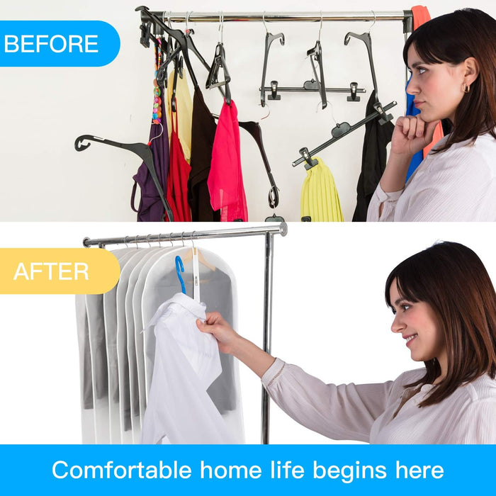 Clear Garment Bags for Hanging Clothes, 60 Inch, 7 Pack with 5 Cedar Balls