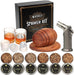 Whiskey Smoker Kit with Torch - 6 Flavors Wood Chips, 2 Glasses, 2 Ice Ball Molds - Cocktail Smoker Infuser Kit, Old Fas