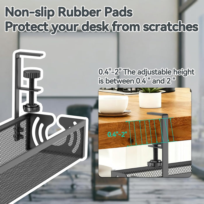 Cable Management, 25.3'' Under Desk Cable Management Tray No Drill