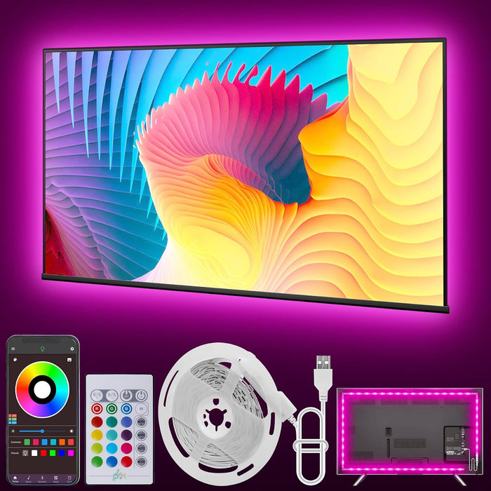 20FT USB RGB Led Lights for TV 32-80 Inch with Remote & App Control