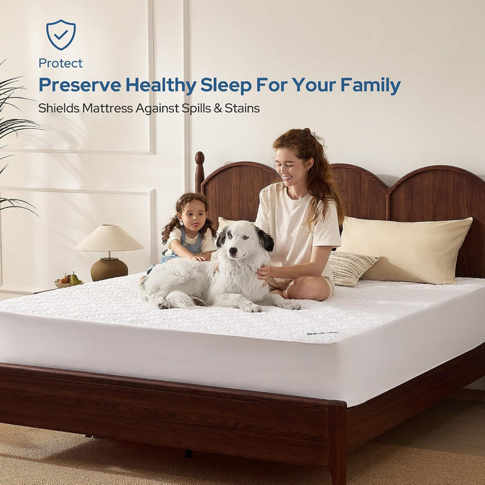 Waterproof Mattress Protector, Queen Size Mattress Pad Noiseless