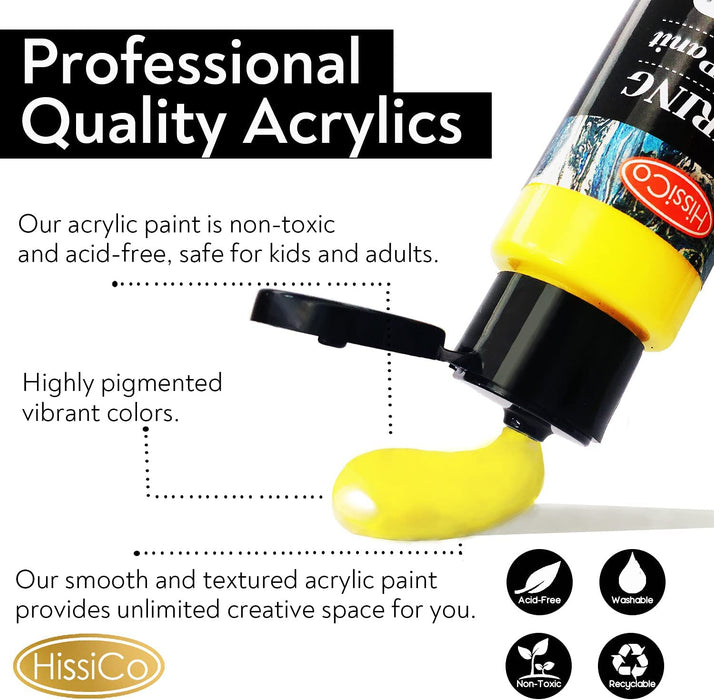55PCS Acrylic Paint Set of 36 Colors 2fl oz 60ml Bottles 12 Brushes,Non Toxic 36 Colors Acrylic Paint No Fading Rich Pig