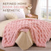 Faux Rabbit Fur Throw for Couch - Blush Pink Bubble Blanket 50"x60"