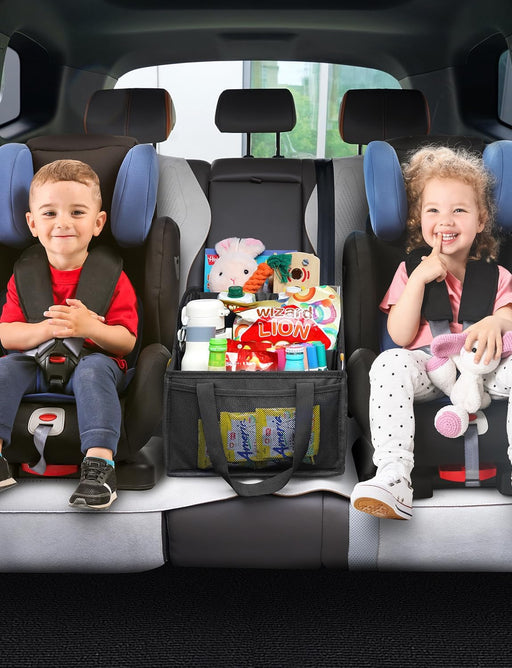 Car Seat Organizer with 4 Compartments, 4 Cup Holders