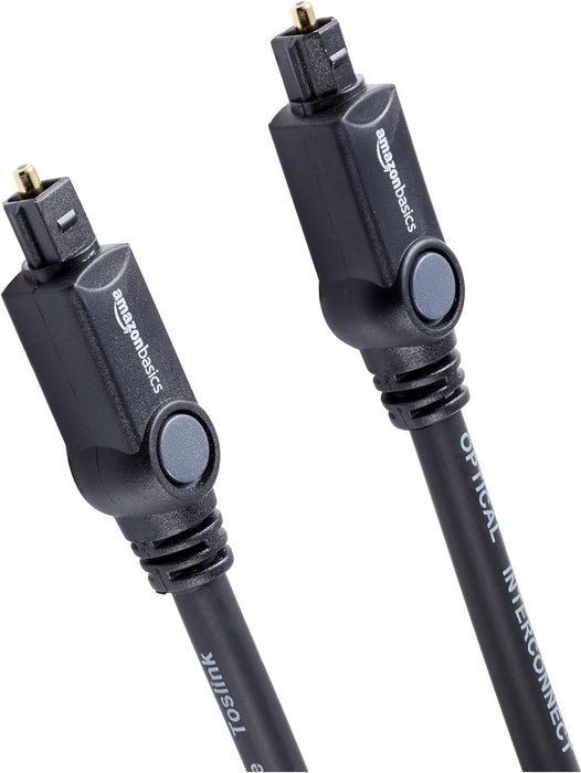 Toslink Digital Optical Audio Fiber Optic Cable, Multi-Channel, for Sound Bar, Audio System, Home Theatre, Game Console, Blu-Ray Player, Gold-Plated Connectors, 6 Foot, Black