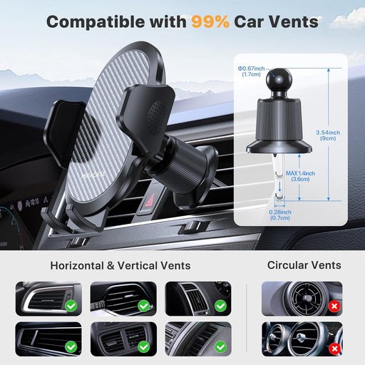 Phone Holders for Your Car with Metal Hook Clip, Air Vent Cell Phone Stand Car Mount, Universal Automobile Cradle for Garmin GPS Fit iPhone Android and All Smartphones, Dark Black