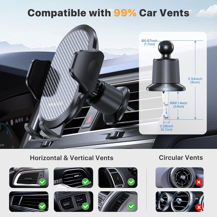Phone Holders for Your Car with Metal Hook Clip, Air Vent Cell Phone Stand Car Mount, Universal Automobile Cradle for Garmin GPS Fit iPhone Android and All Smartphones, Dark Black