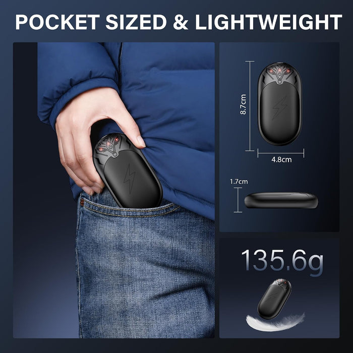 Rechargeable Hand Warmers 2 Pack, 2-in-1 Magnetic Electric Hand Warmers, 24H Long Lasting Heat, Portable Pocket Warmers 