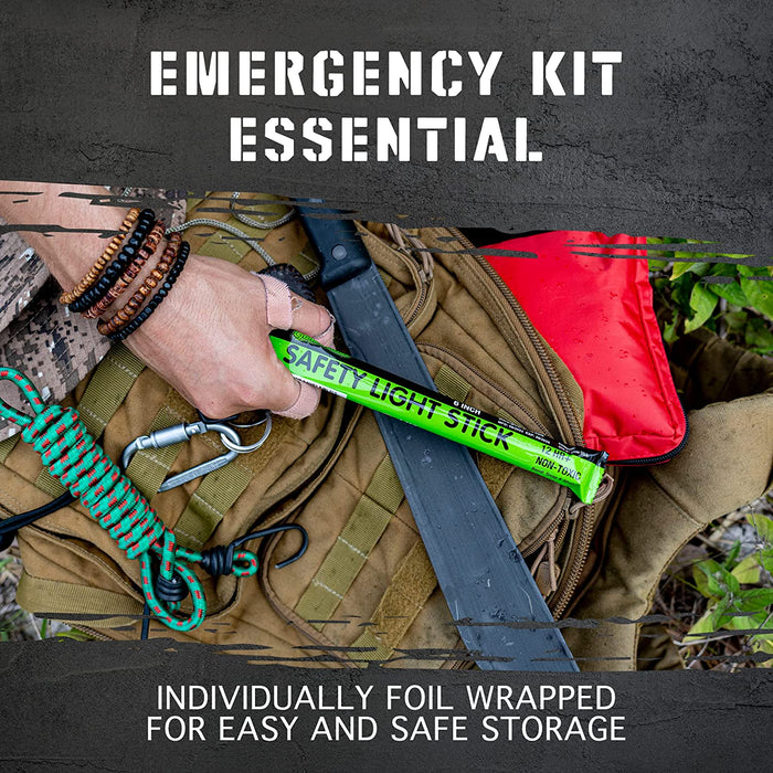 Emergency Glow Sticks with 12 Hours Duration, Individually Wrapped Industrial Grade Glowsticks for Survival Gear, Campin