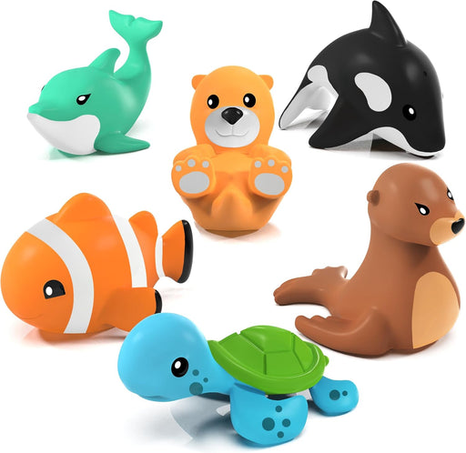® Marine™ Mold Free Bath Toys, 6 Pack | Sealed, No Hole Bath Toys Design Keeps Moisture Out | Soft, Squeezable & Float o
