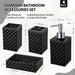 Black Bathroom Accessories Set, 4 Pack Matte Black Bath Accessory Sets Complete, Acrylic Soap Dispenser and Toothbrush Holder Set for Bathroom Counter Sink, Modern Bathroom Decor