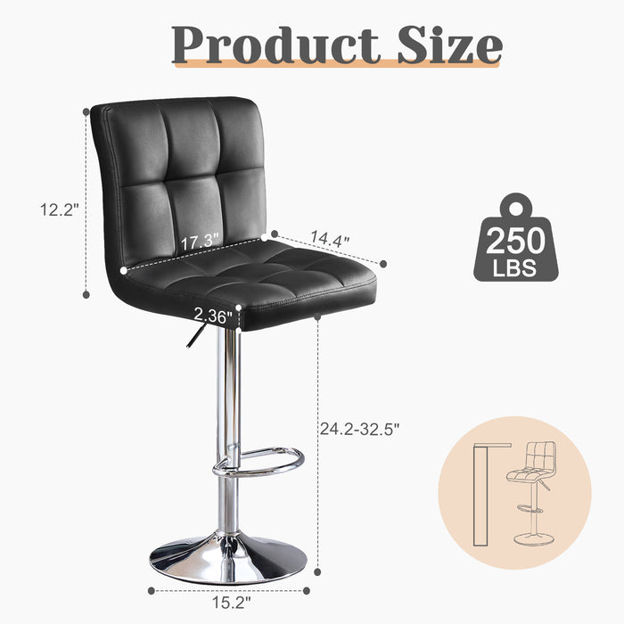Cushioned Square Bar Stool with Backrest