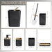 Bamboo Bathroom Accessories Set 6 Piece Square Spiral Set,Black