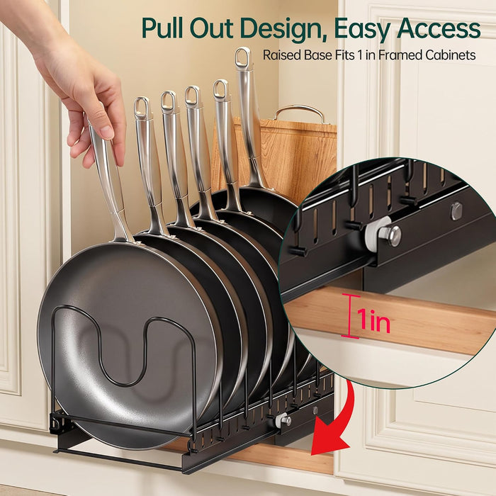 Pull Out Pots and Pans Organizer Under Cabinet, 2 Pack 8 Dividers