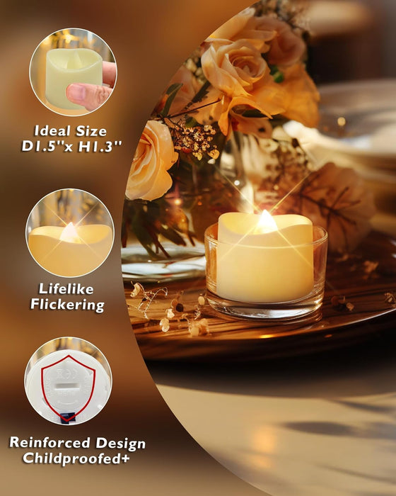24-Pack Flameless Tea Lights Candles Battery Operated, 200+ Hours