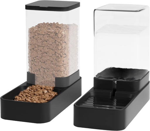 Automatic Cat Feeder and Water Dispenser in Set with Pet Food Bowl,Gravity Dog Waterer and Food Feeder for Small Medium 