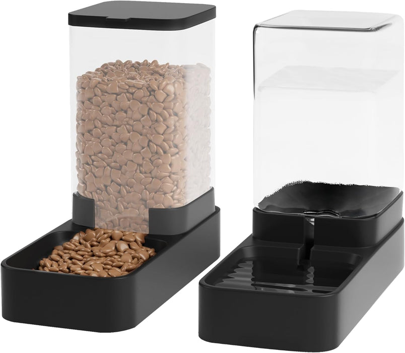 Automatic Cat Feeder and Water Dispenser in Set with Pet Food Bowl,Gravity Dog Waterer and Food Feeder for Small Medium 