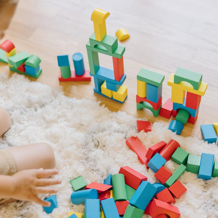 Melissa & Doug 100 Wooden Building Blocks with Storage Box