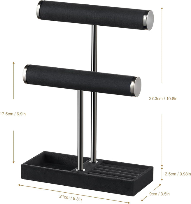 2 Tier Bracelet Holder Display, Necklace Holder Organizer, Black