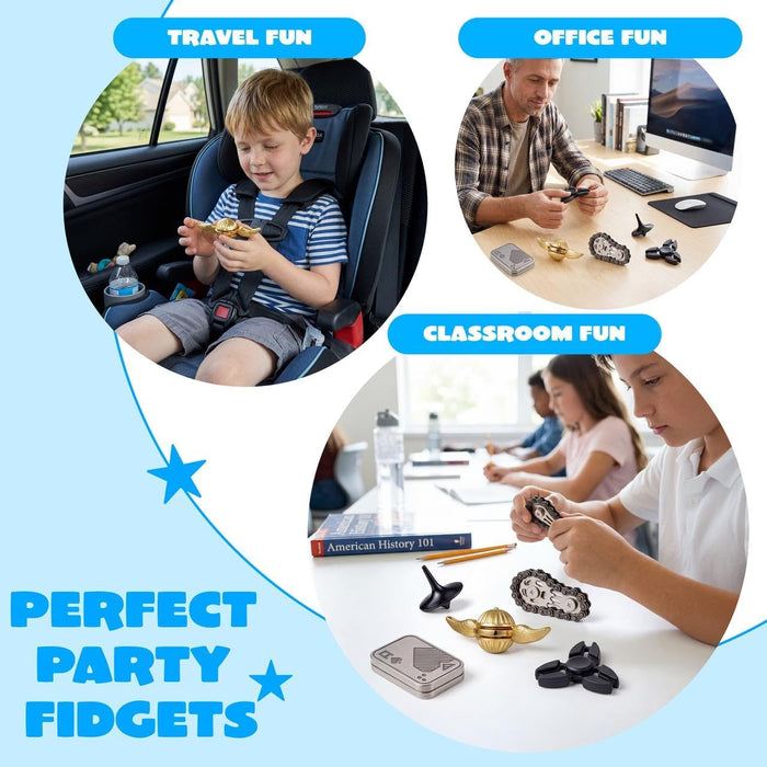 5 Pcs Metal Fidget Toy for Adults, 5 Pack EDC Stress Relief Toys with Slider, Spinner and Gear Designs, Handheld Anxiety