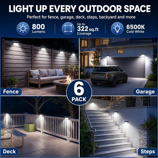 [6 Packs] Solar Motion Sensor Outdoor Lights, Super Bright Solar Lights Outdoor Waterproof, 3 Lighting Modes Security Wa