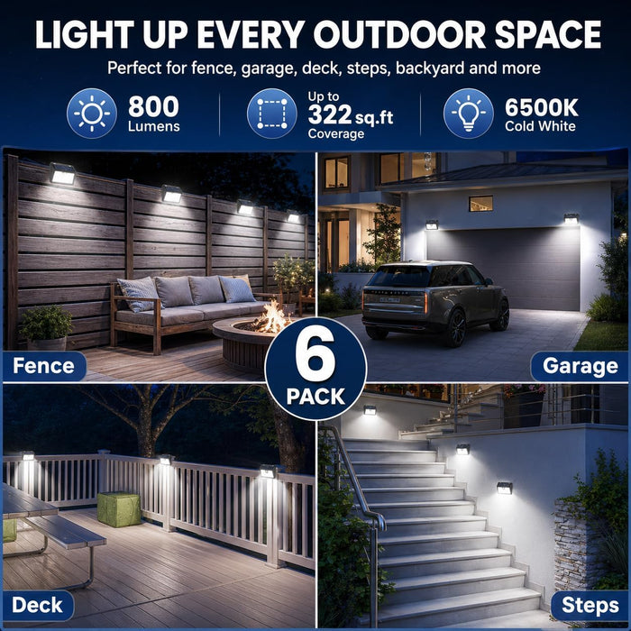 [6 Packs] Solar Motion Sensor Outdoor Lights, Super Bright Solar Lights Outdoor Waterproof, 3 Lighting Modes Security Wa