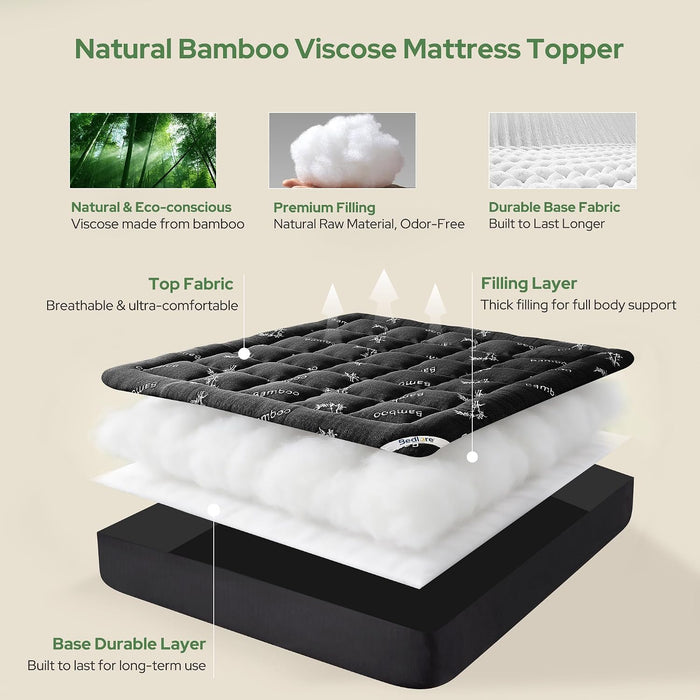 Queen Mattress Topper, Thick Soft Pillow Top Bed Topper