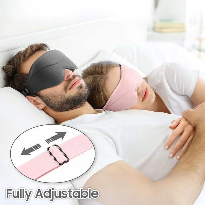 Sleep Mask - Total Blackout 3D Sleeping Mask, Super Lightweight & Silky Soft Eye Mask for Sleeping, Fully Adjustable Fit