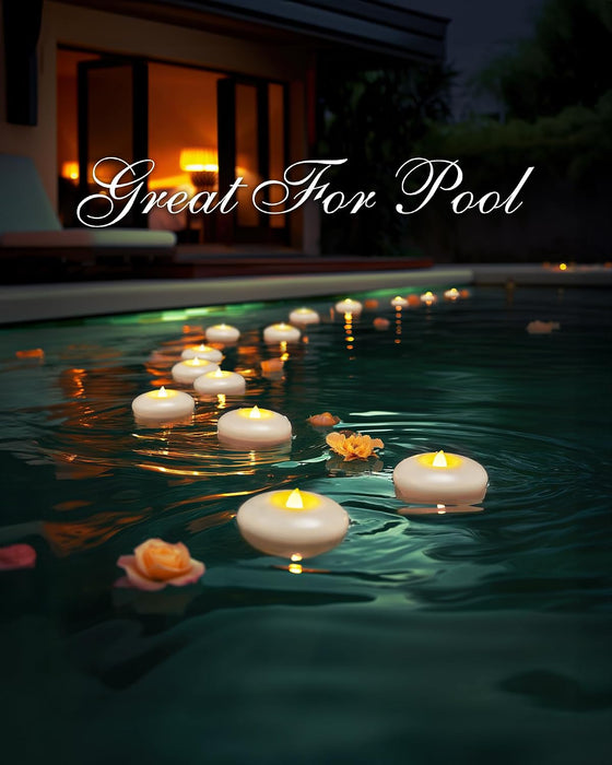 24Pack 3" White Flameless Floating LED Candle, Waterproof Tealight