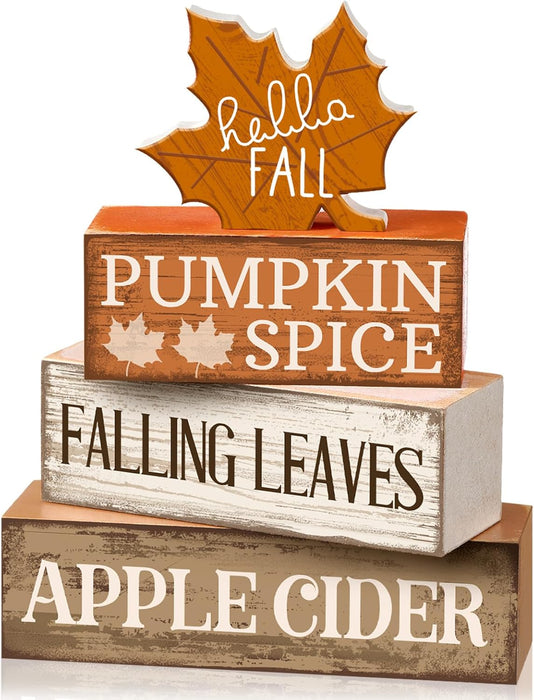 4 Pcs Fall Decor Wooden Maple Leaf Decoration Thanksgiving Decor
