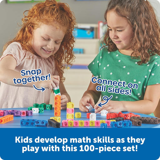 MathLink Cubes - Set of 100 Cubes, Ages 5+ Kindergarten, STEM Activities, Math Manipulatives, Homeschool Supplies, Teach